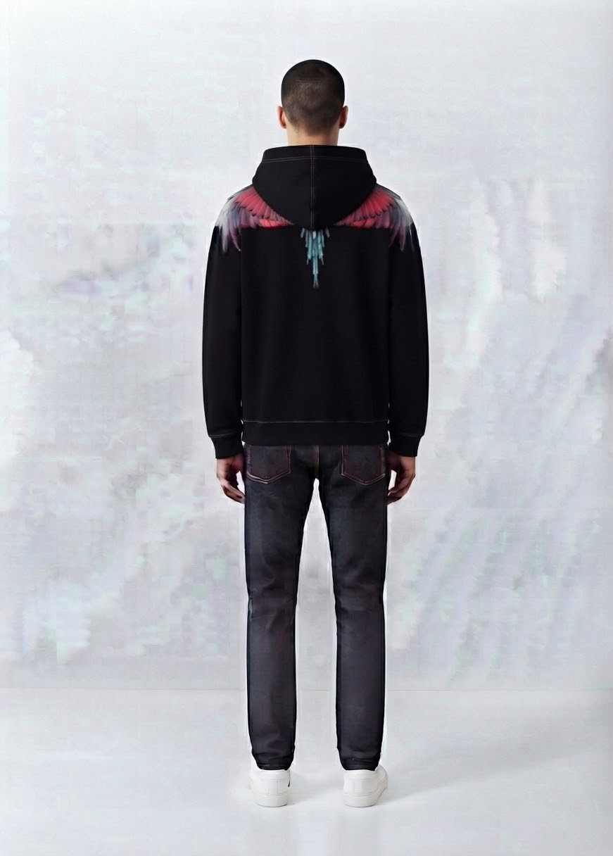 COUNTY OF MILAN Felpa Con Cappuccio Marcelo Burlon Nera Con Ali Rosse