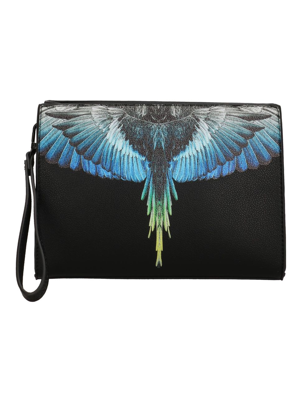 COUNTY OF MILAN MARCELO BURLON Pochette In Ecopelle Con Stampa Ali Blu Nero