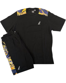 AUSTRALIAN Completino In Cotone Con Bande Laterli su T-Shirt e Pantaloncino Nero e Giallo