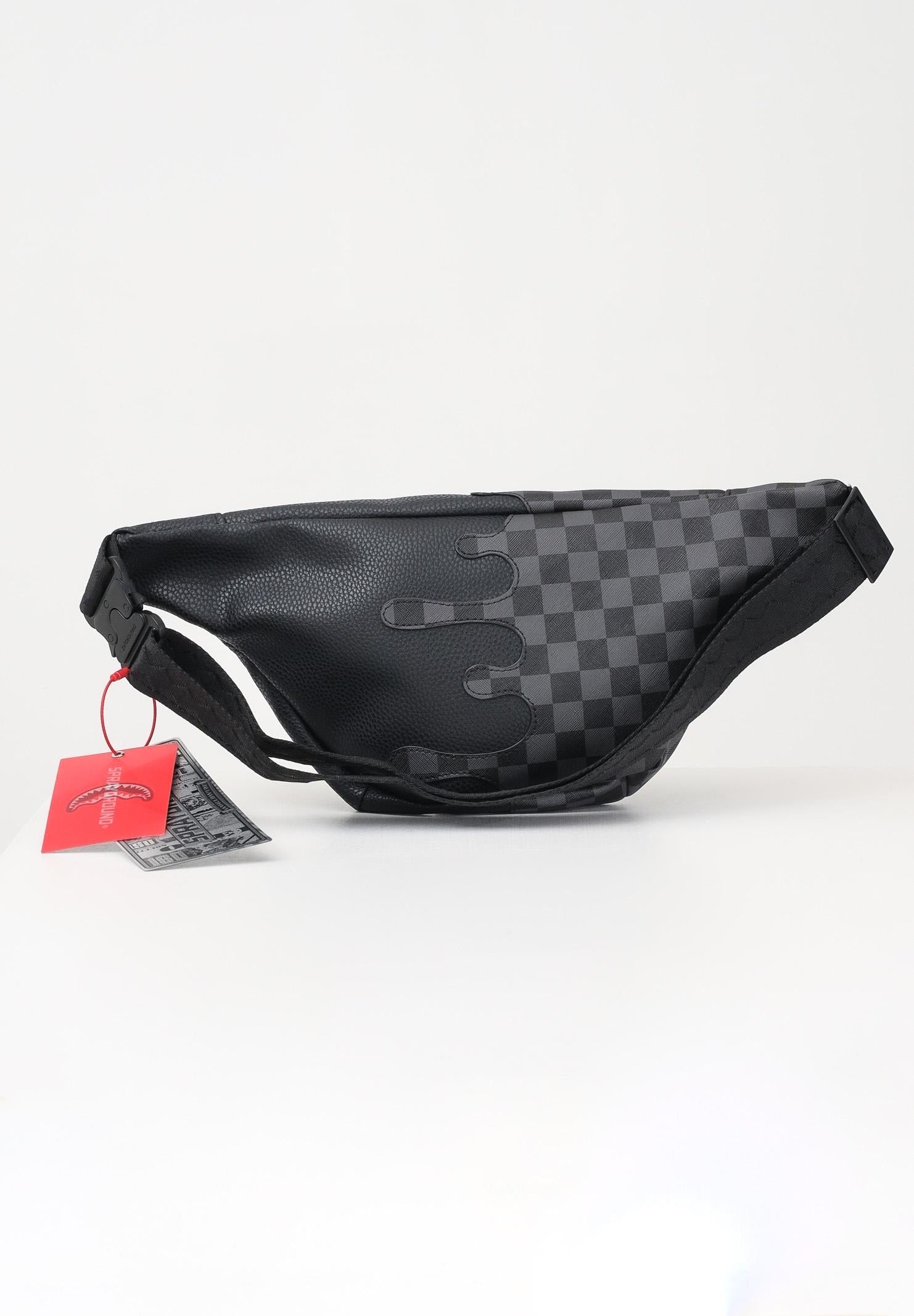 SPRAYGROUND Marsupio Doppia Grafica In pelle Nero e Grigio