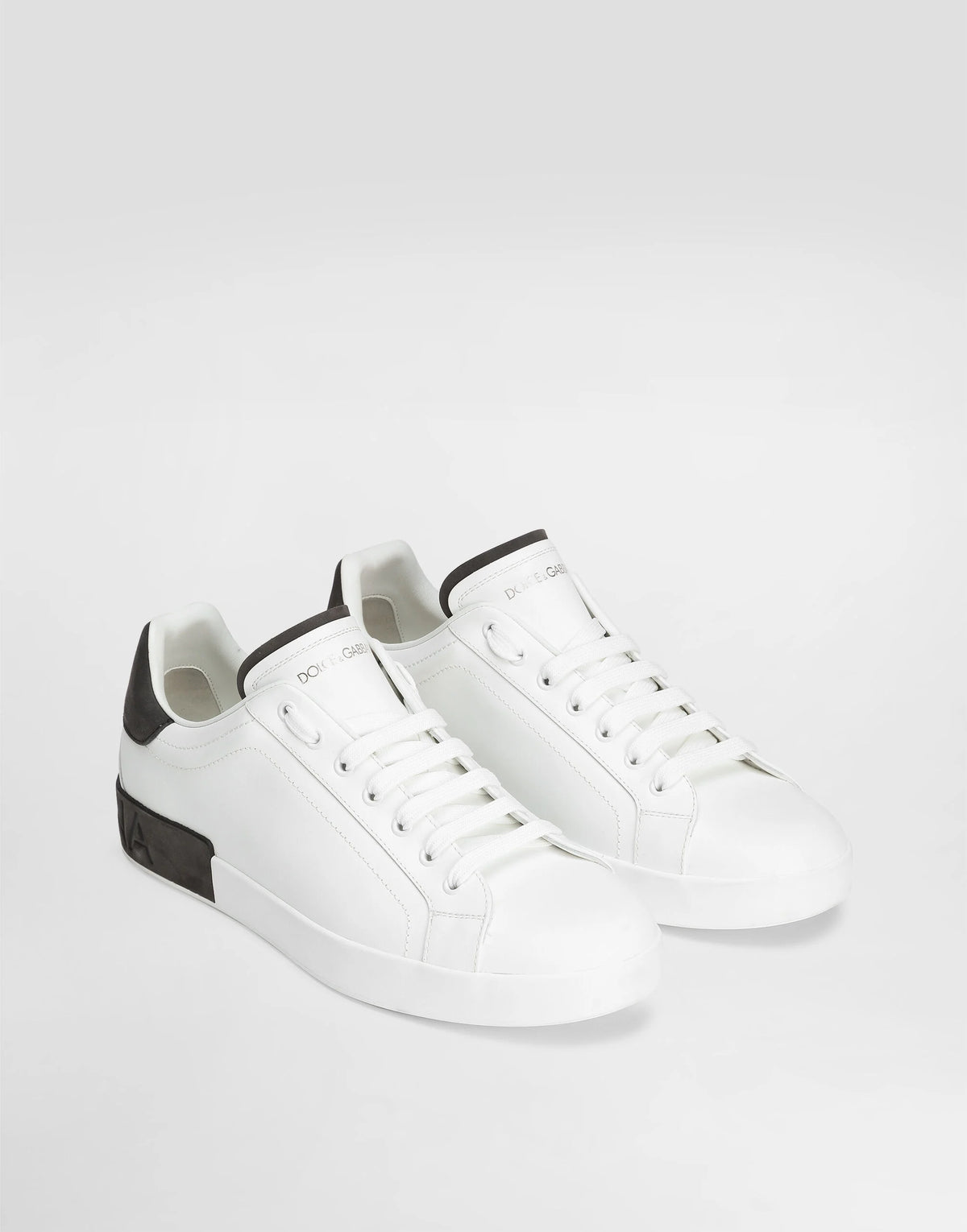 DOLCE & GABBANA Scarpa in pelle di vitello Portofino Bianca e Nera