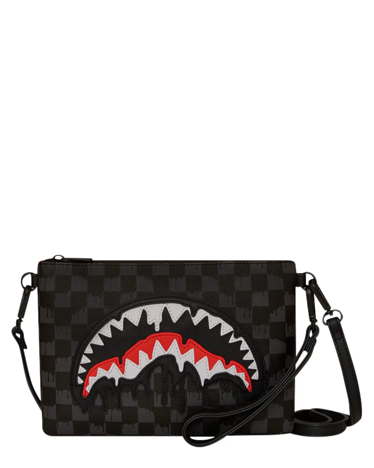 SPRAYGROUND Pochette In Pelle Dripping Sharks In Paris Crossover Clutch Nero