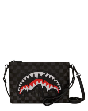 SPRAYGROUND Pochette In Pelle Dripping Sharks In Paris Crossover Clutch Nero