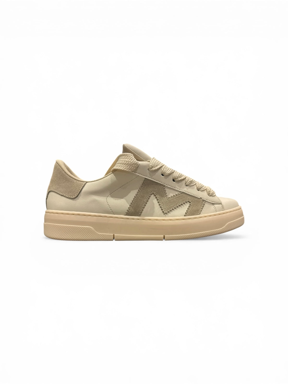 BRIAN MILLS Sneaker In Pelle Con Logo M Laterale Beige SS26