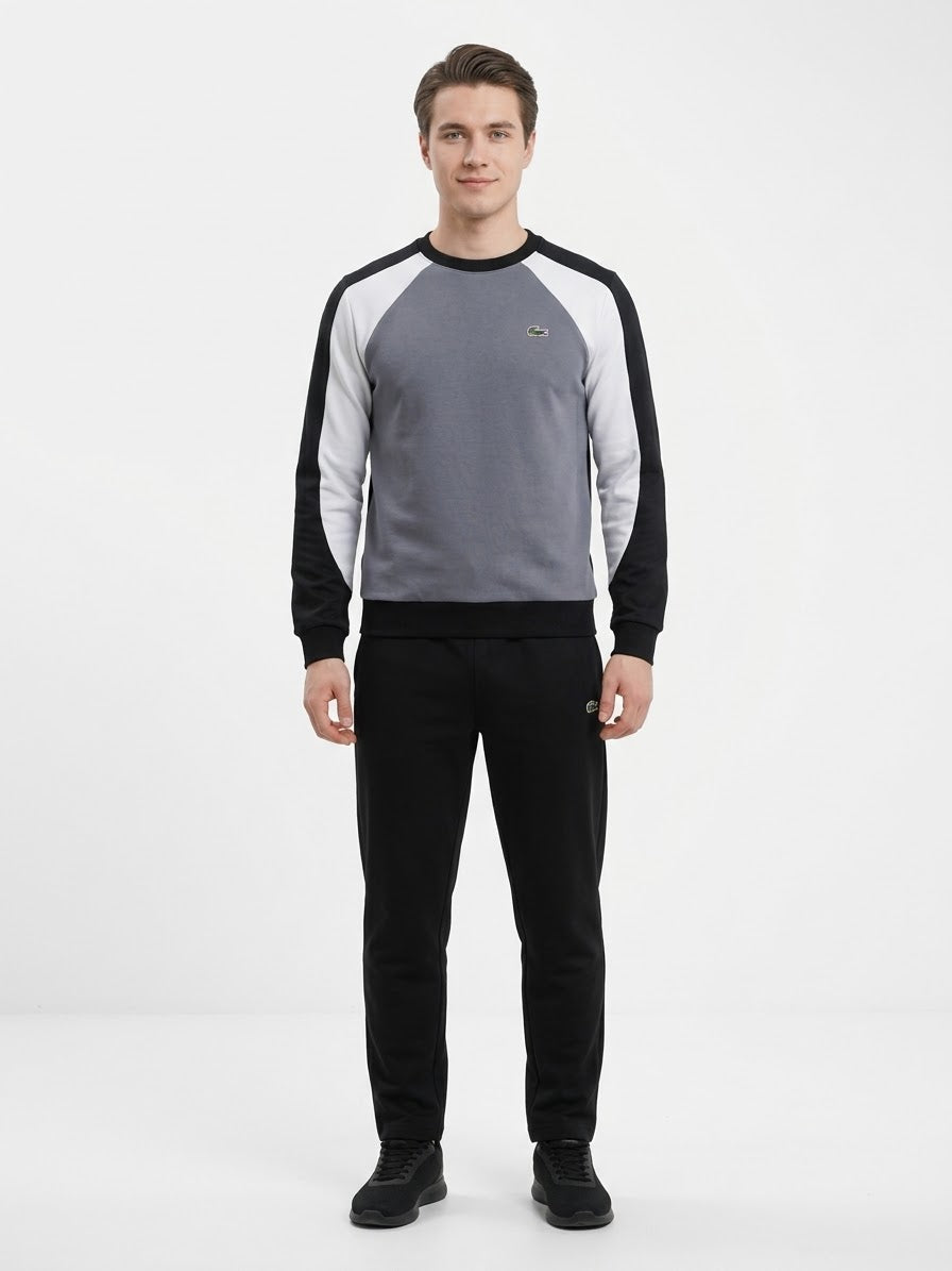 LACOSTE Tuta Completa Con Stakpq Retro Colorblock Girocollo Grigia/Nera