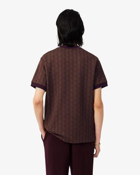 LACOSTE T-Shirt Monogram Uomo Marrone