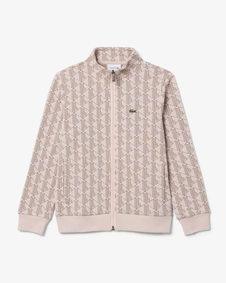 LACOSTE Felpa Monogram Con Zip Bambino Beige