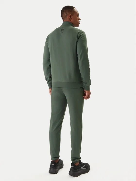 EMPORIO ARMANI Tuta In Cotone Con Zip Core Identity Senza Cappuccio Verde Militare