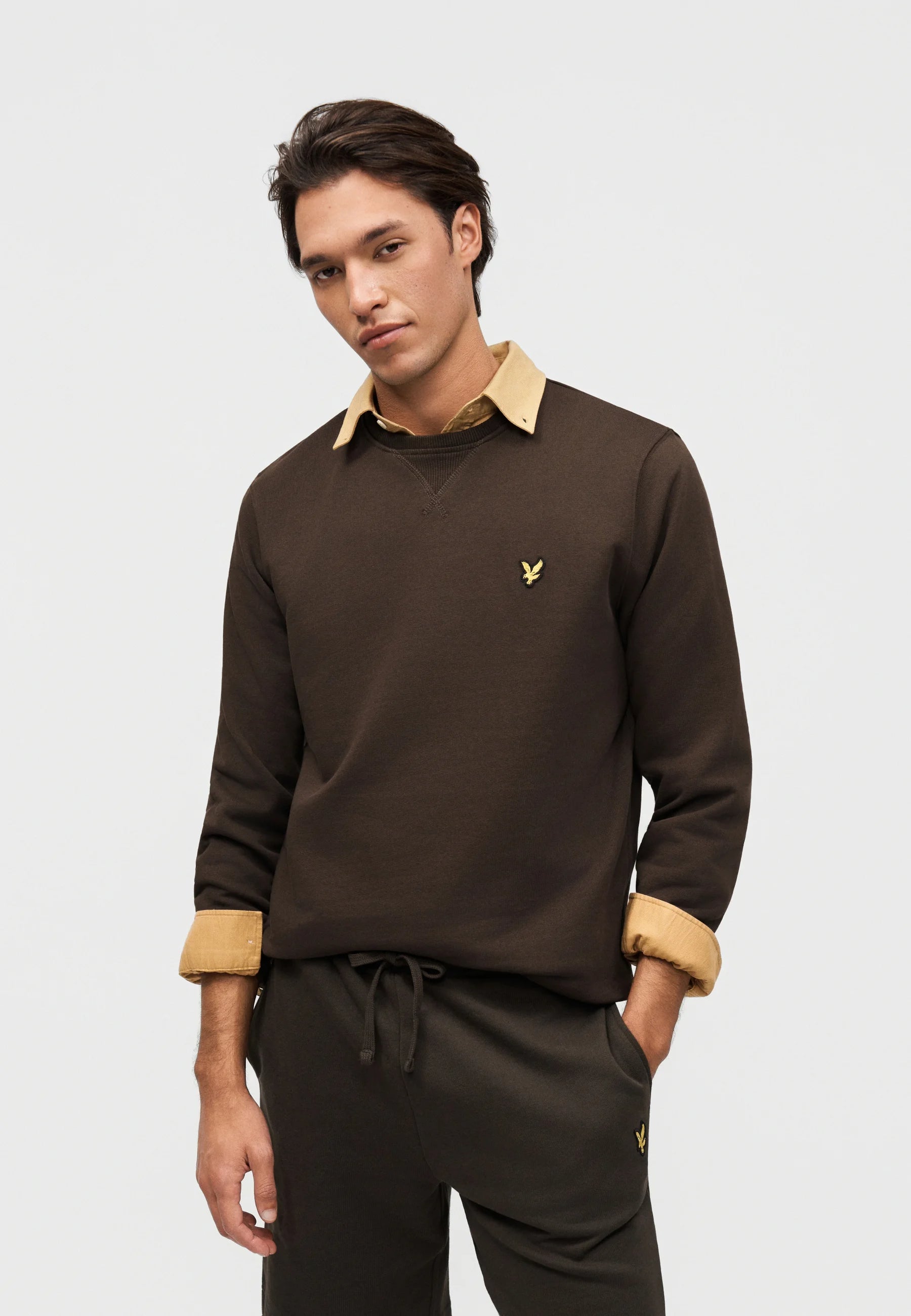 LYLE&SCOTT Felpa Girocollo In Cotone Marrone