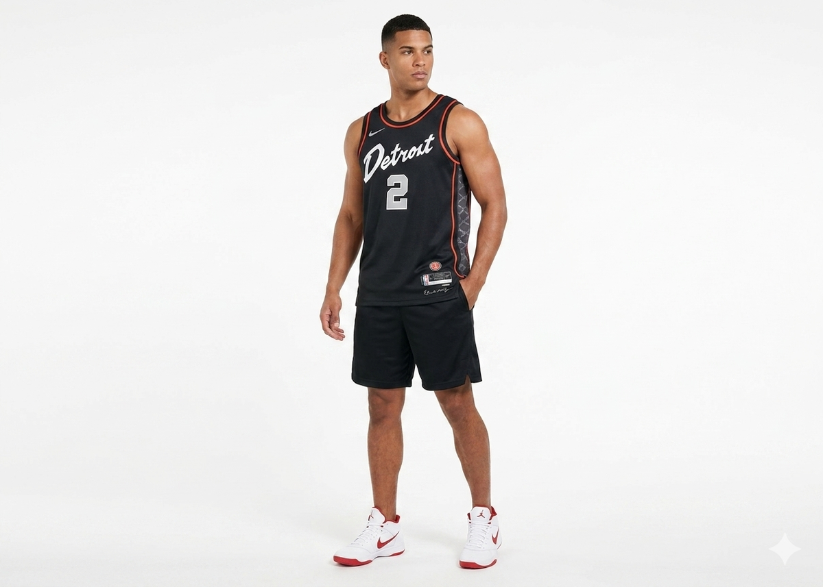 NIKE x NBA Canotta Detroit Pistons Nera/Arancione