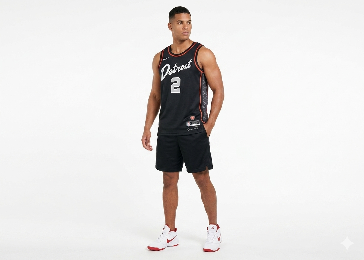 NIKE x NBA Canotta Detroit Pistons Nera/Arancione