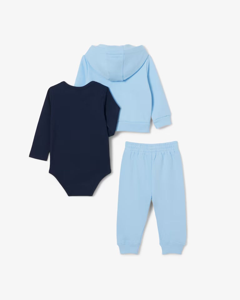 LACOSTE Set Neonato In Tessuto Felpato Azzurro