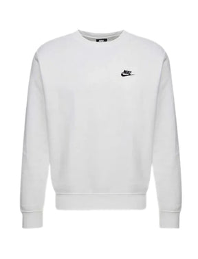 NIKE Felpa Girocollo Senza Cappuccio Cotone Garzato Bianco/Nero