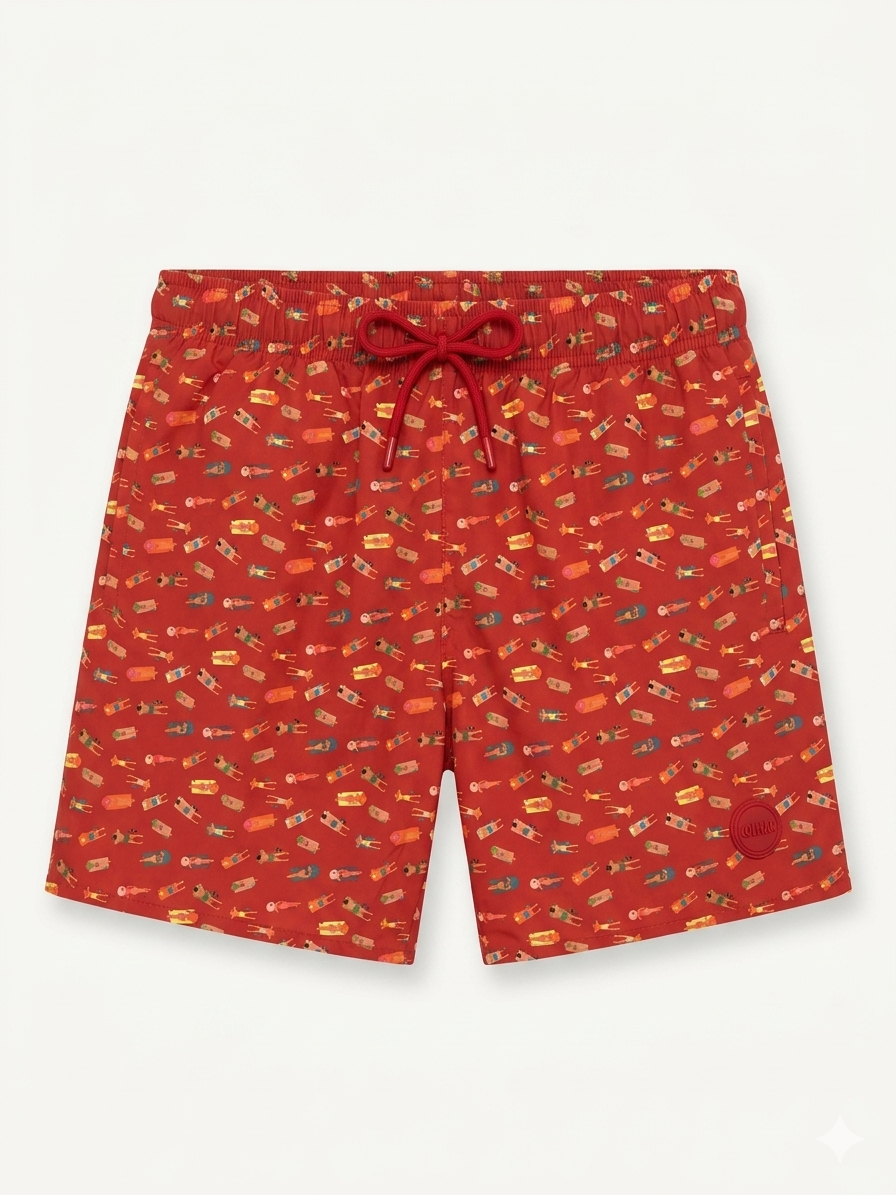 COLMAR Costume Da Bagno Bermuda Arancione Con Fantasia