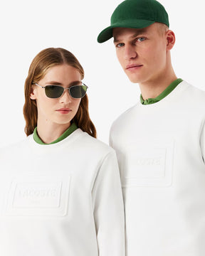 LACOSTE Felpa Girocollo Con Logo Lacoste Paris In Rilievo Bianca