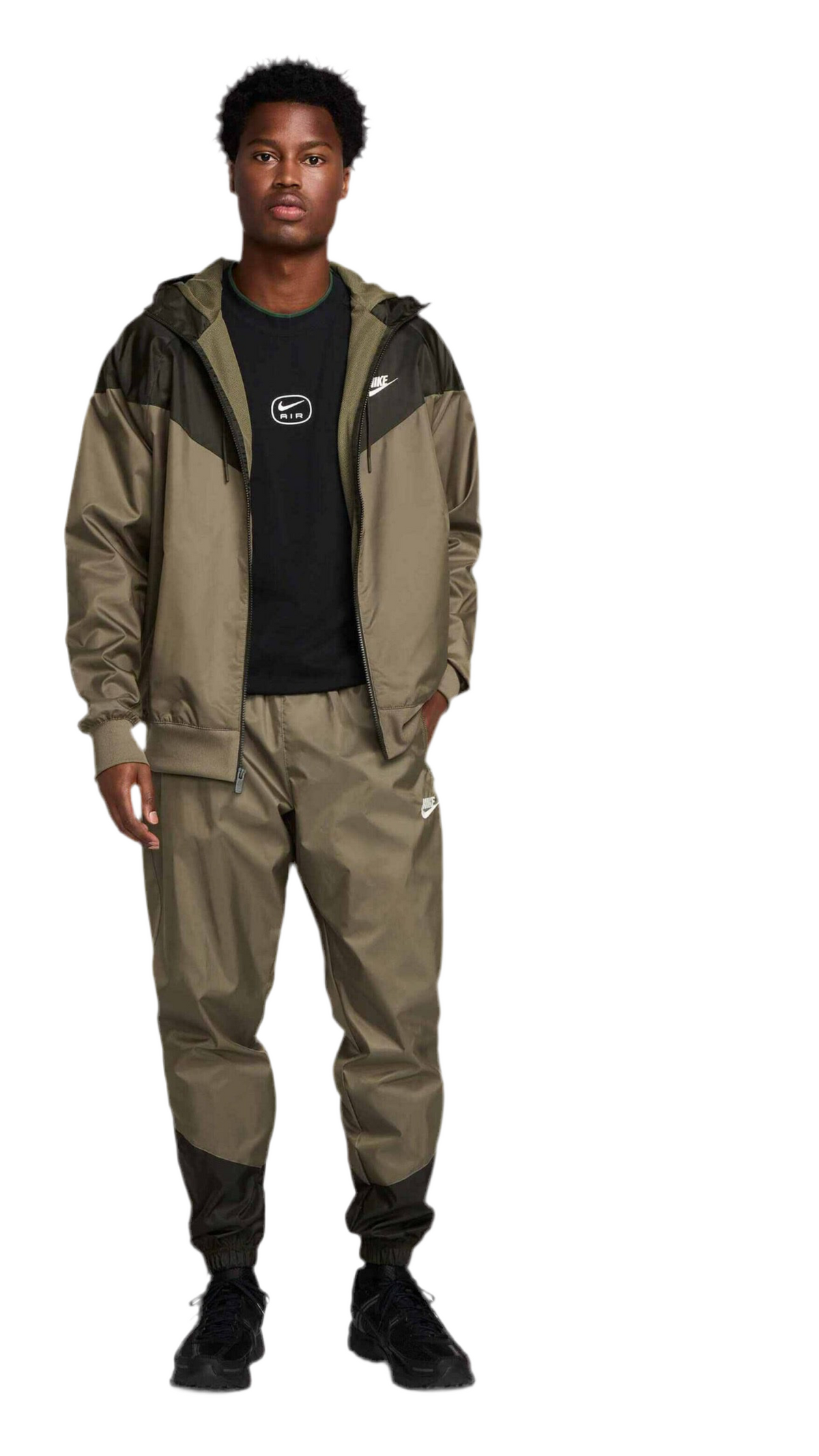 NIKE Tuta In Microfibra Con Zip e Cappuccio Verde Militare