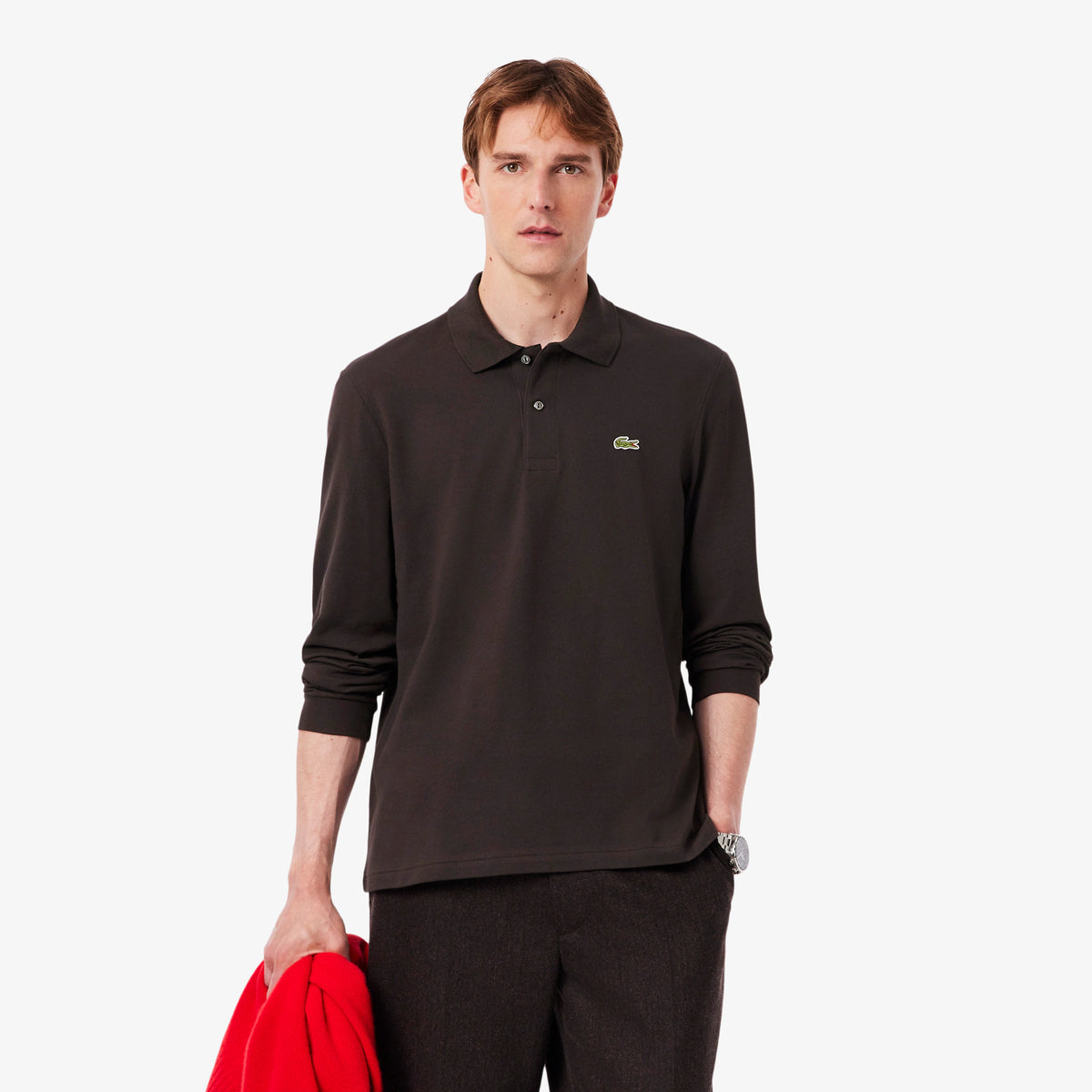 LACOSTE Polo Maniche Lunghe Marrone