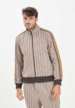 LACOSTE Tuta Leggera Monogram Con Zip beige