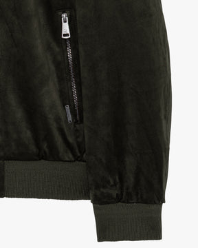 GIANNI LUPO Giacca In Ecopelle Effetto Camoscio Verde Militare 26/27