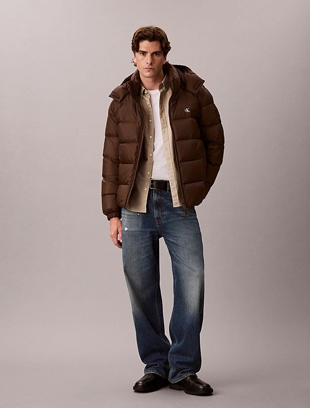 CALVIN KLEIN Piumino Con Cappuccio Rimovibile Marrone
