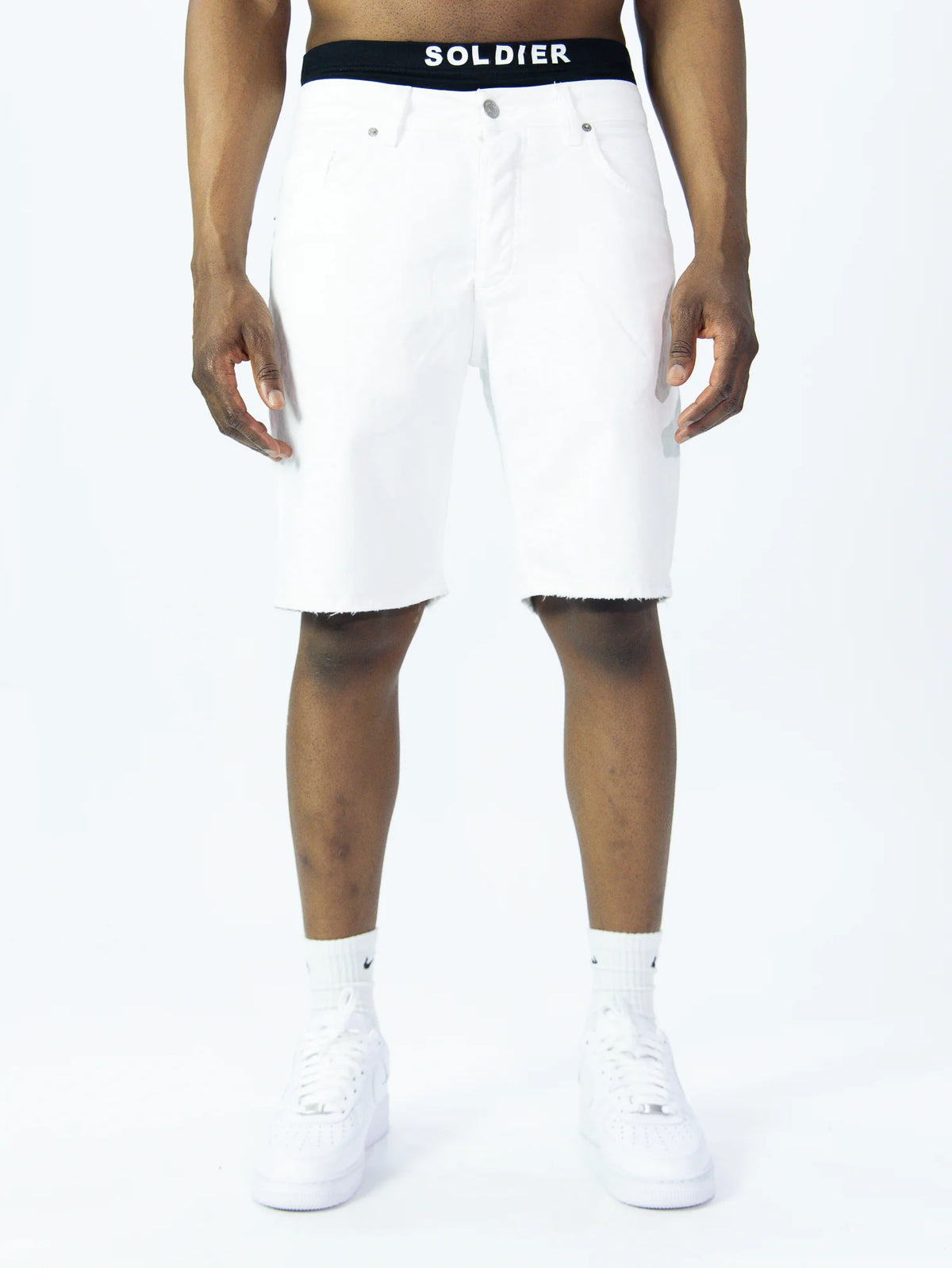 SOLDIER Bermuda Jeans Bianco