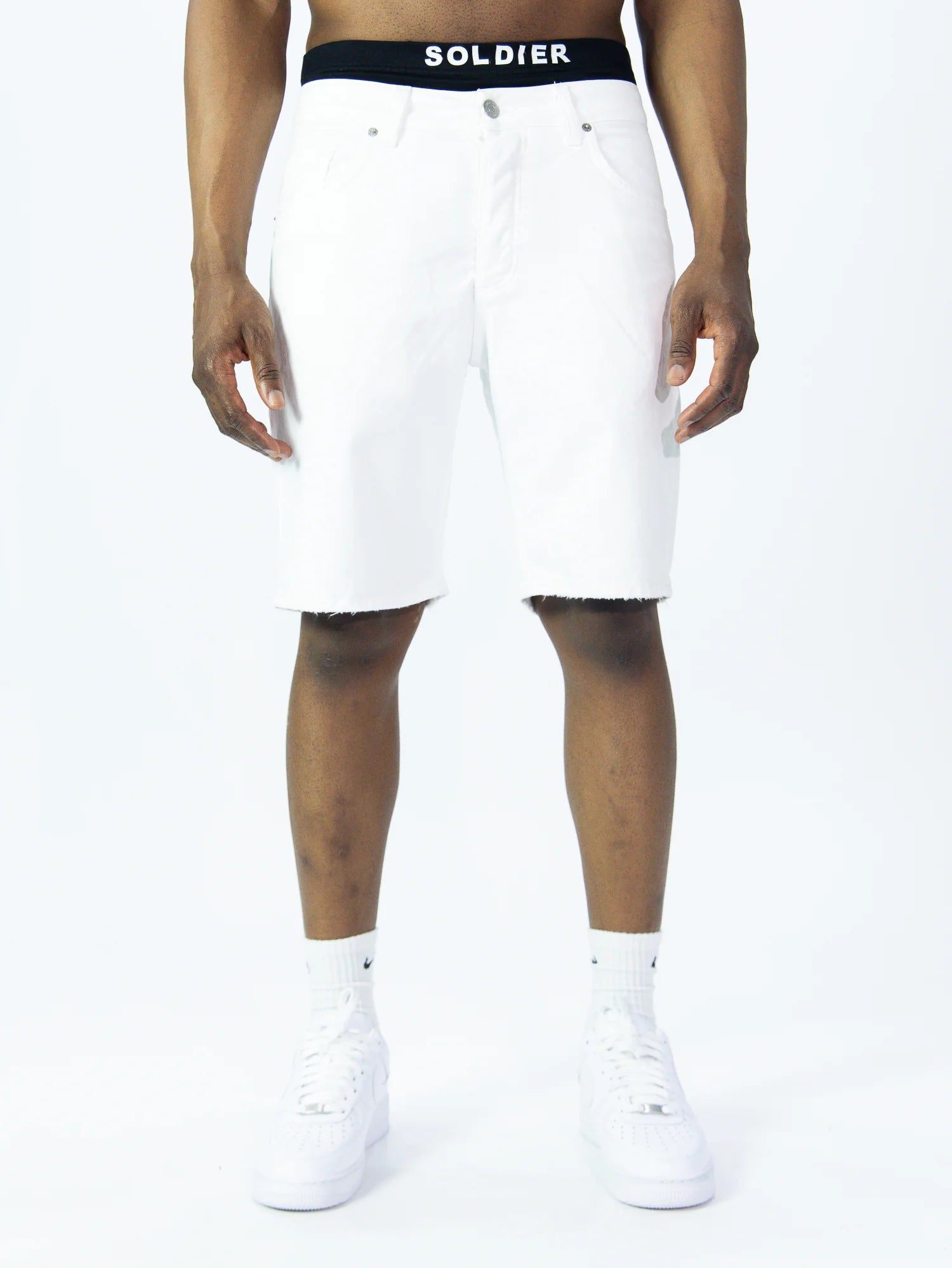 SOLDIER Bermuda Jeans Bianco