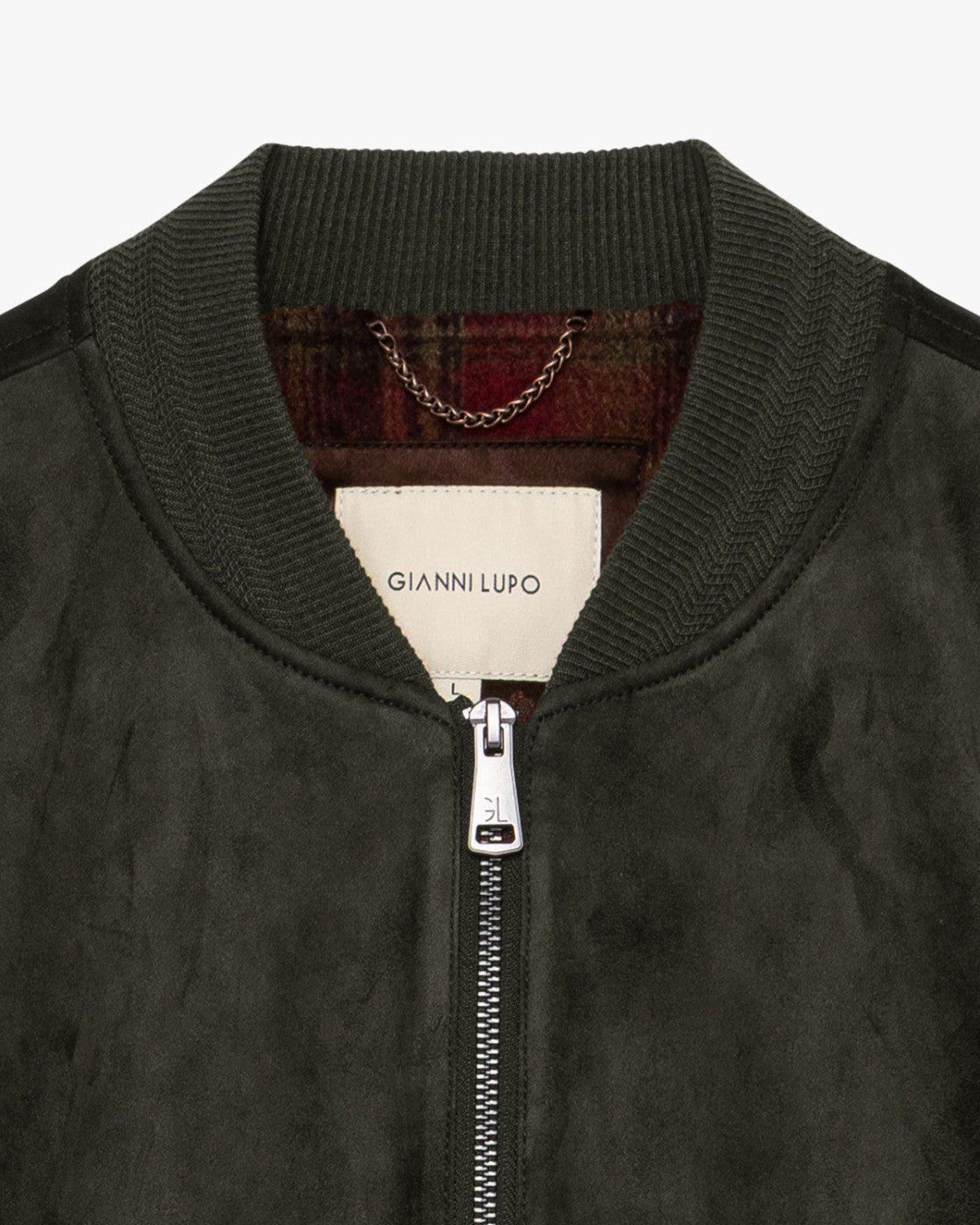 GIANNI LUPO Giacca In Ecopelle Effetto Camoscio Verde Militare 26/27