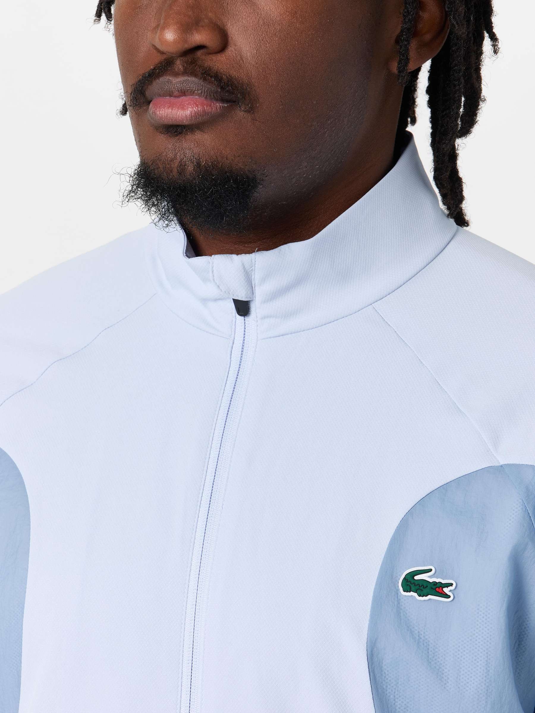 LACOSTE Tuta In Microfibra Impermeabile Con Zip E Dettagli a Contrasto Azzurra