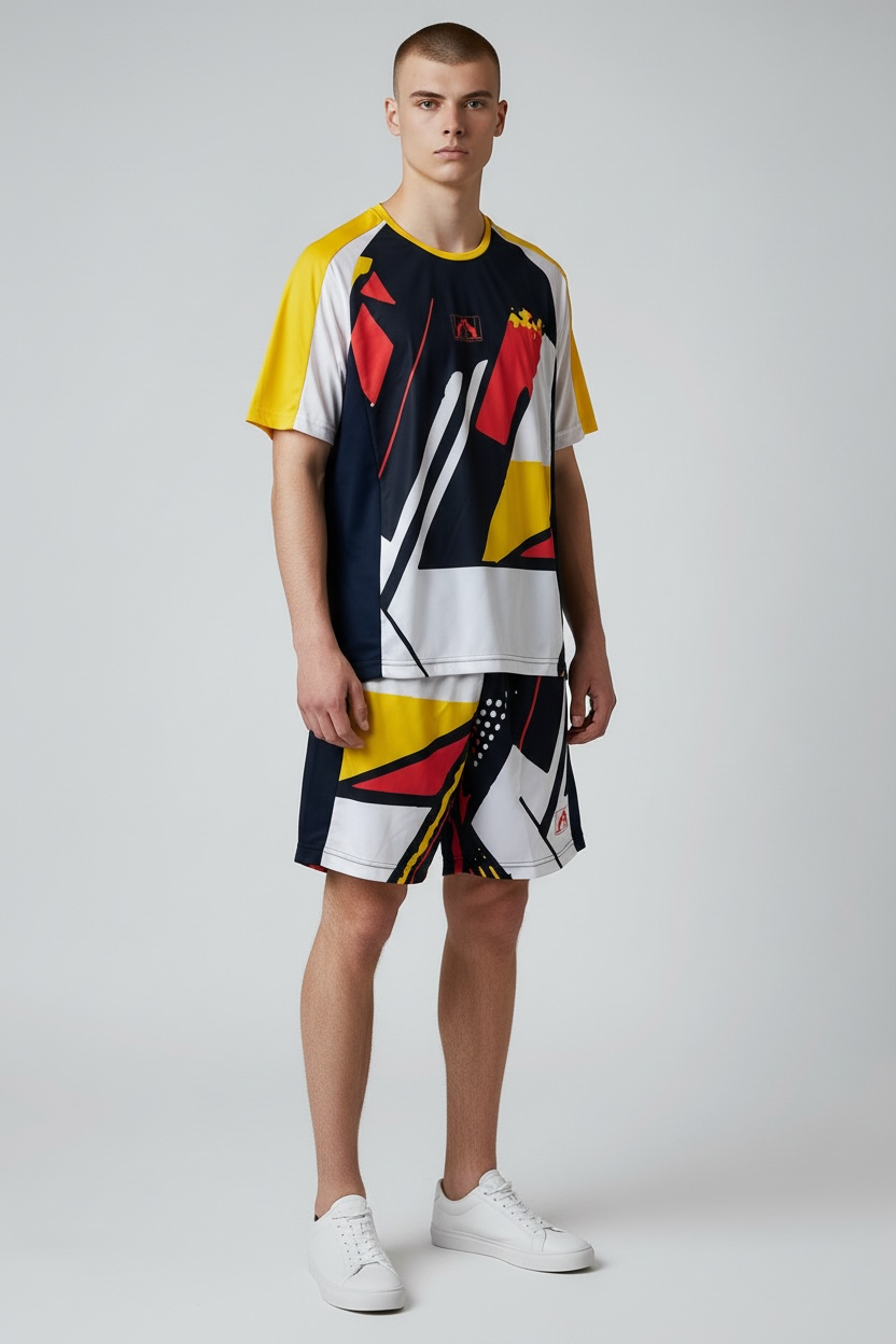 AUSTRALIAN Completino T-Shirt e Pantaloncino Nero/Giallo/Rosso/Bianco SS26