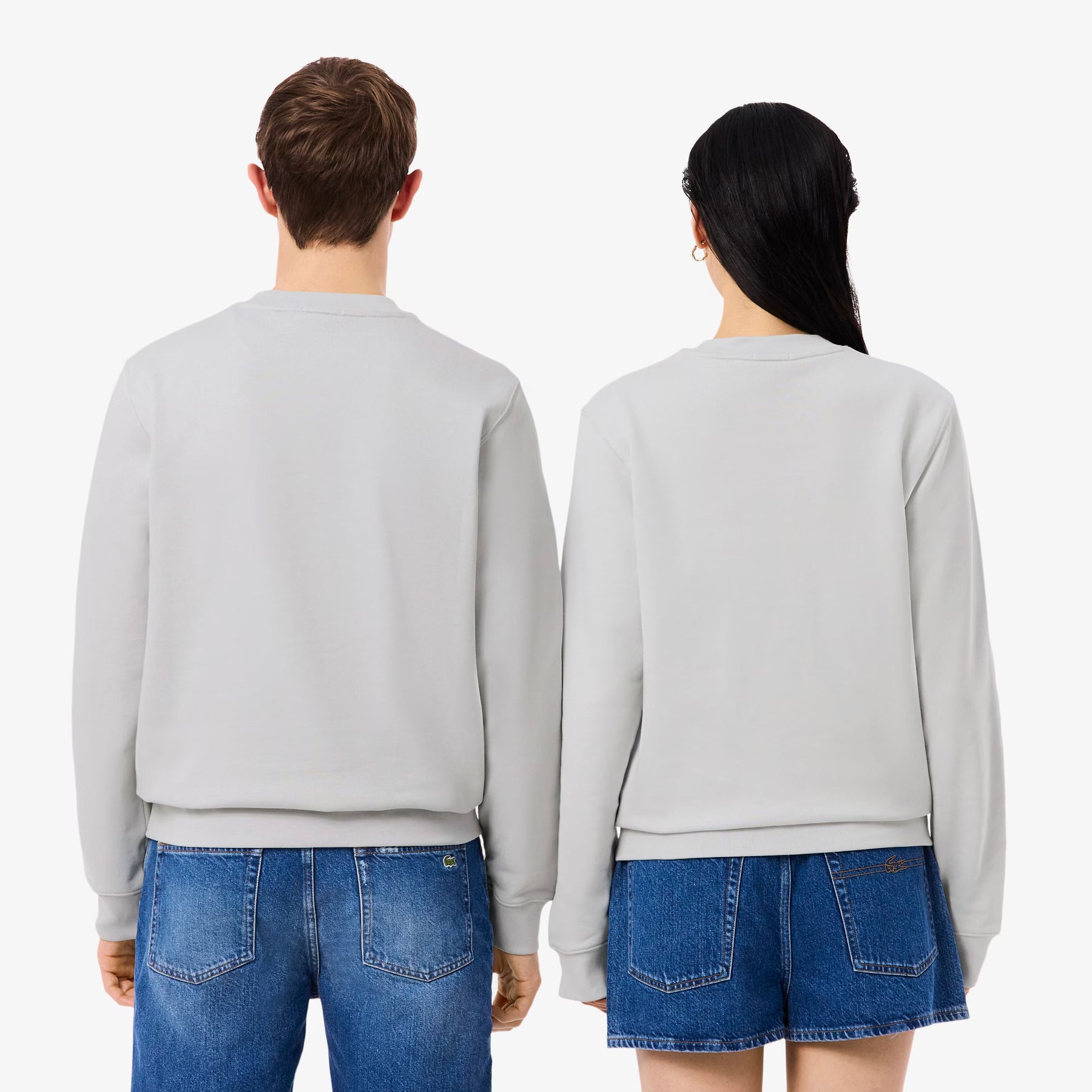 LACOSTE Felpa Con Logo In Rilievo Centrale Grigio Ghiaccio