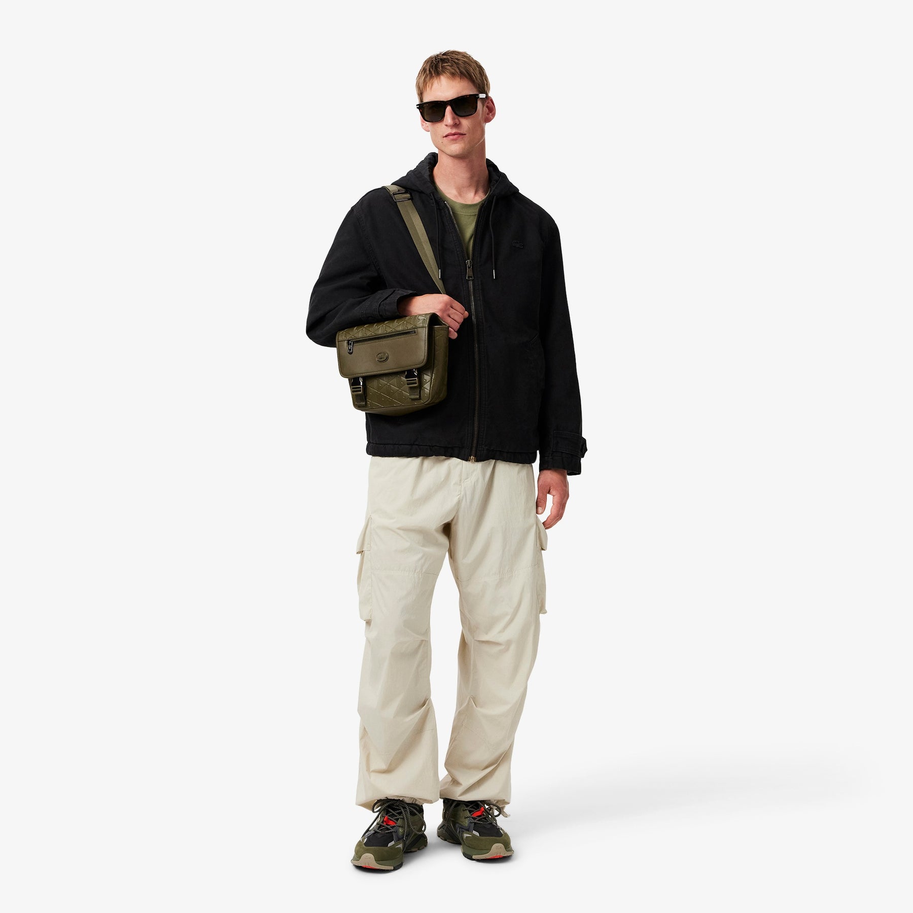 LACOSTE Borsello a Tracolla Monogram Grande Verde Militare