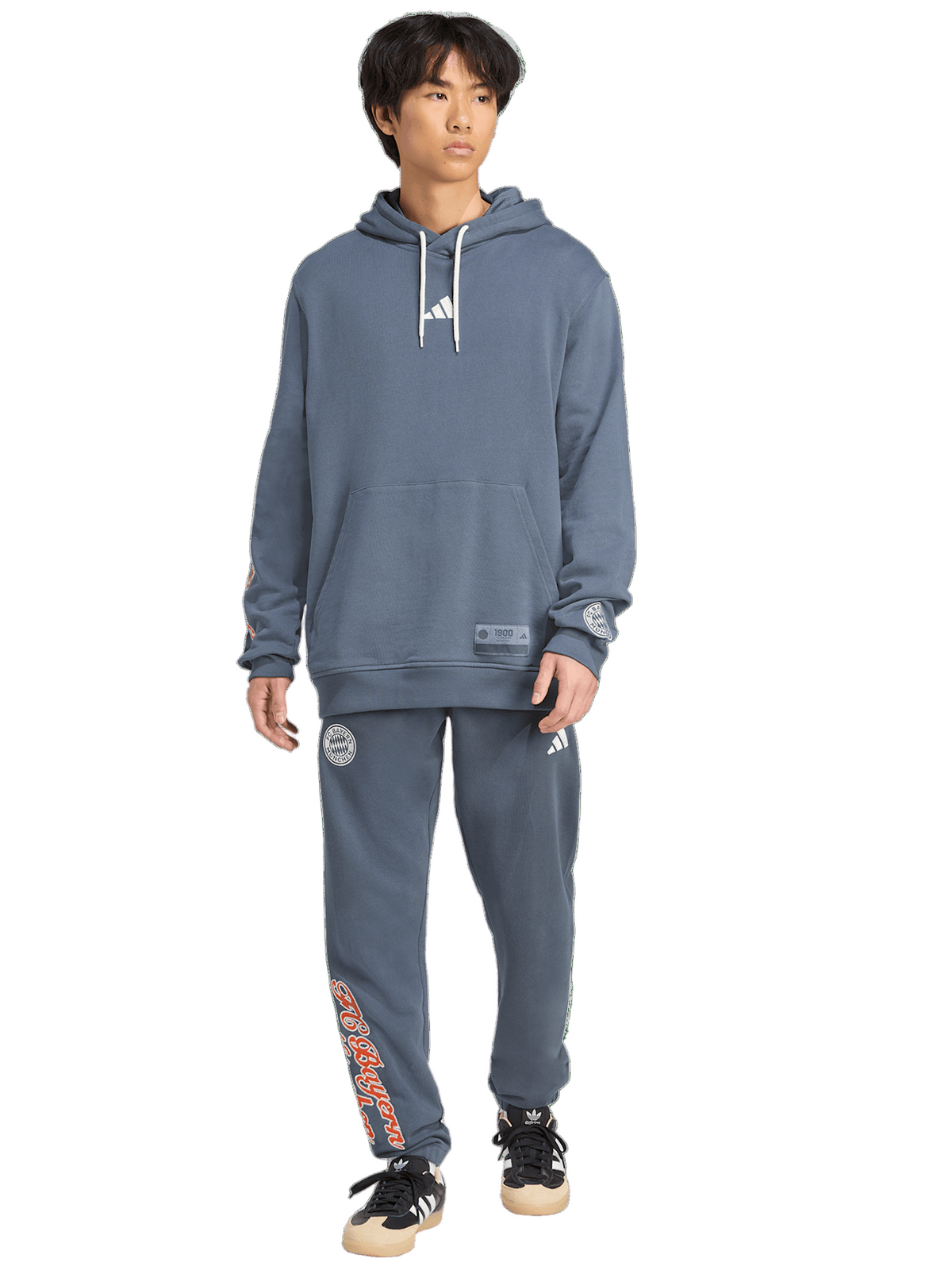 ADIDAS Tuta Bayern Monaco Con Cappuccio Logo Su Manica Piombo