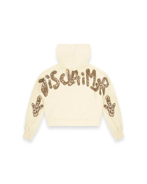 DISCLAIMER FELPA BEIGE CON CAPPUCCIO DONNA
