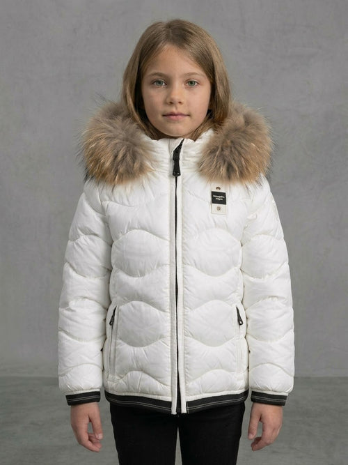 BLAUER Piumino Arion Junior Cappuccio Con Pelliccia Bambina Bianco