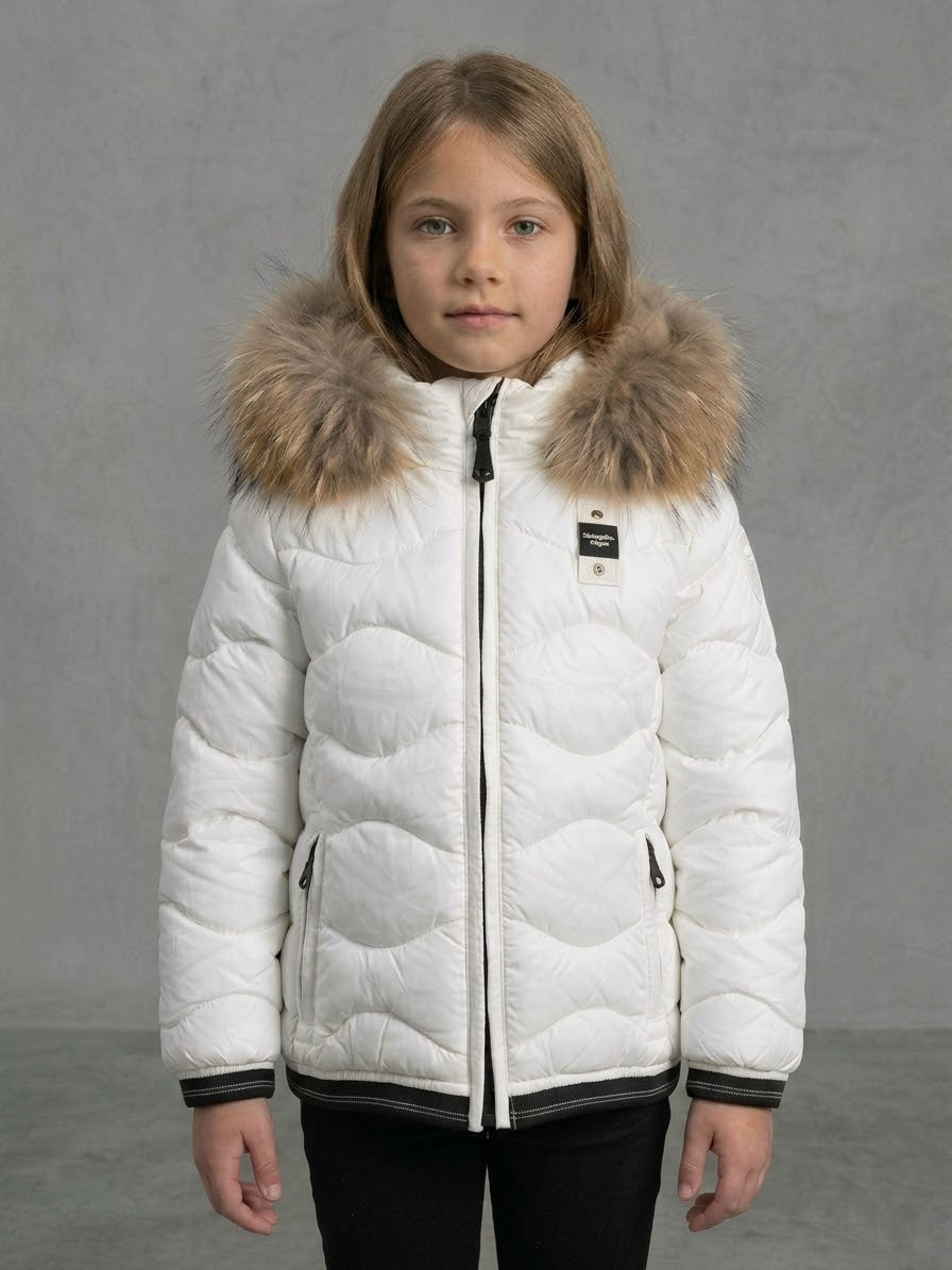 BLAUER Piumino Arion Junior Cappuccio Con Pelliccia Bambina Bianco