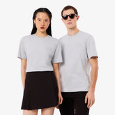 LACOSTE T-Shirt Logo Goffrato Tono Su Tono Grigia