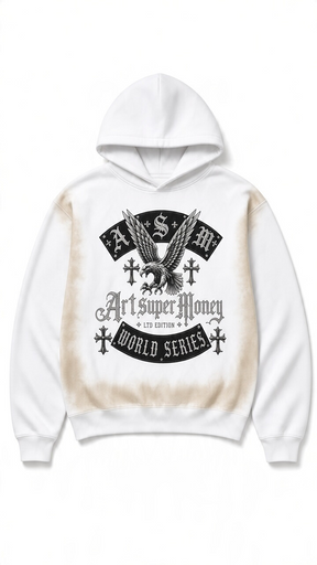 ART SUPER MONEY Felpa CHROMEBIRD Con Cappuccio Bianca