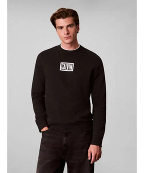 CALVIN KLEIN Felpa Girocollo Logo Centrale Nero