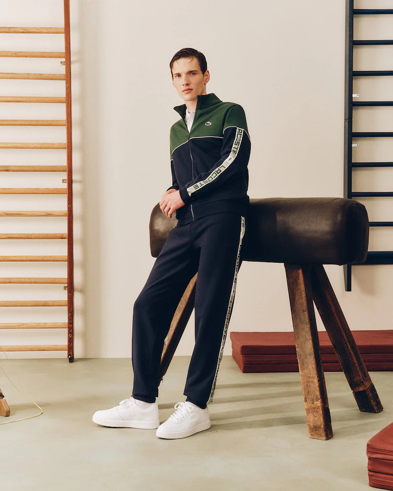 LACOSTE Tuta In cotone con banda laterale verde e blu
