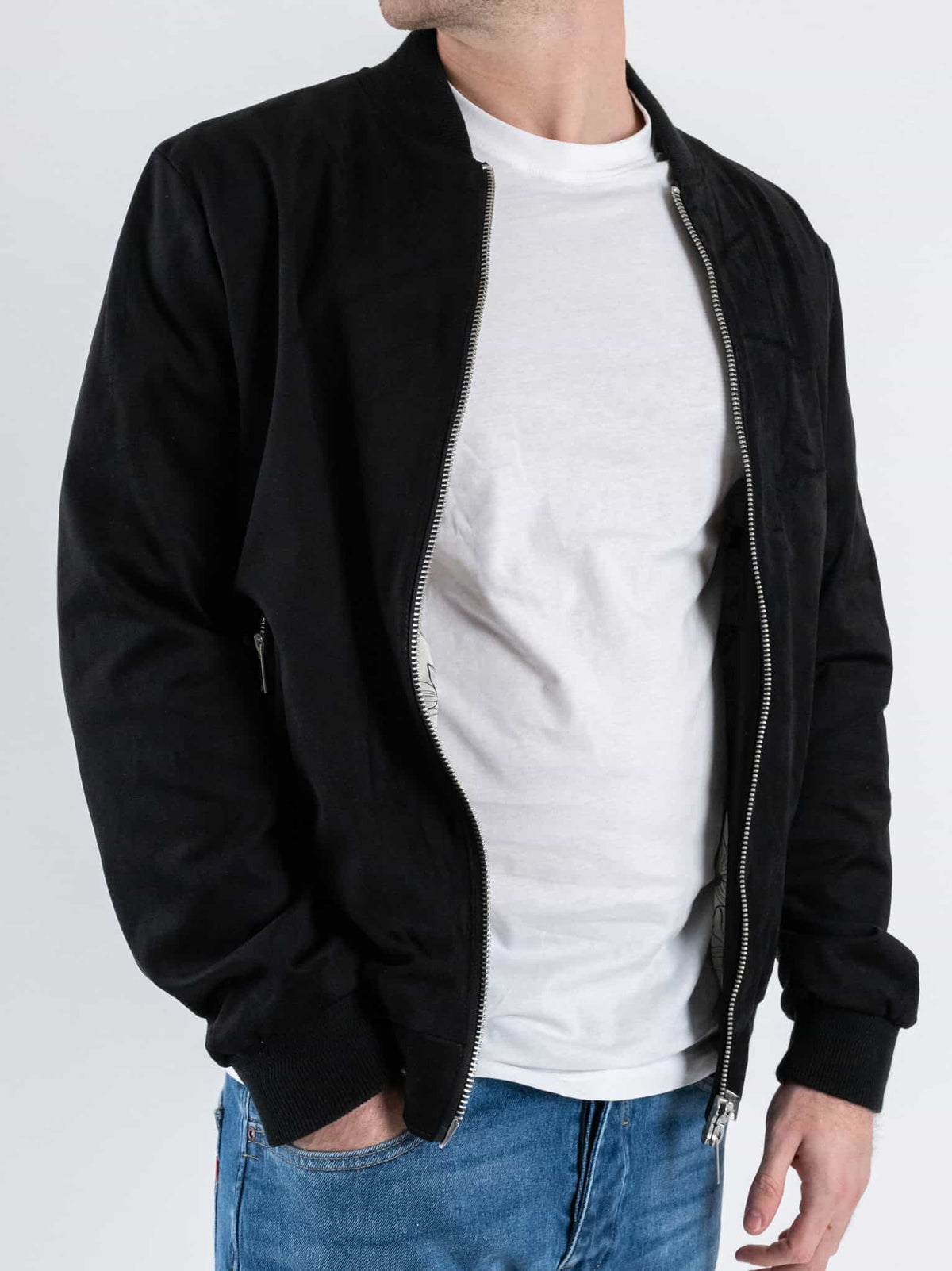 GIANNI LUPO Jacket In Renna Collo Alla Coreana Nero