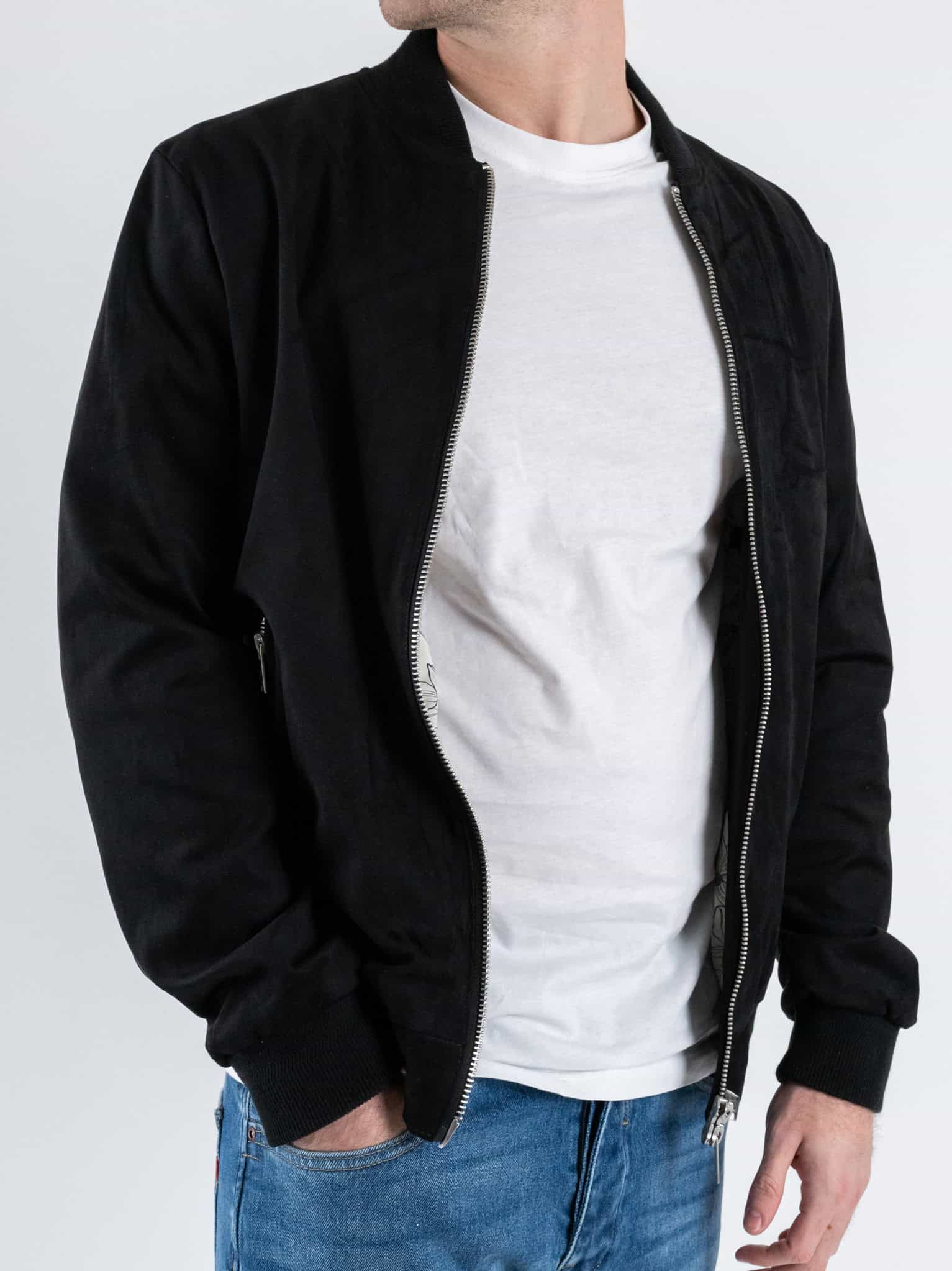 GIANNI LUPO Jacket In Renna Collo Alla Coreana Nero