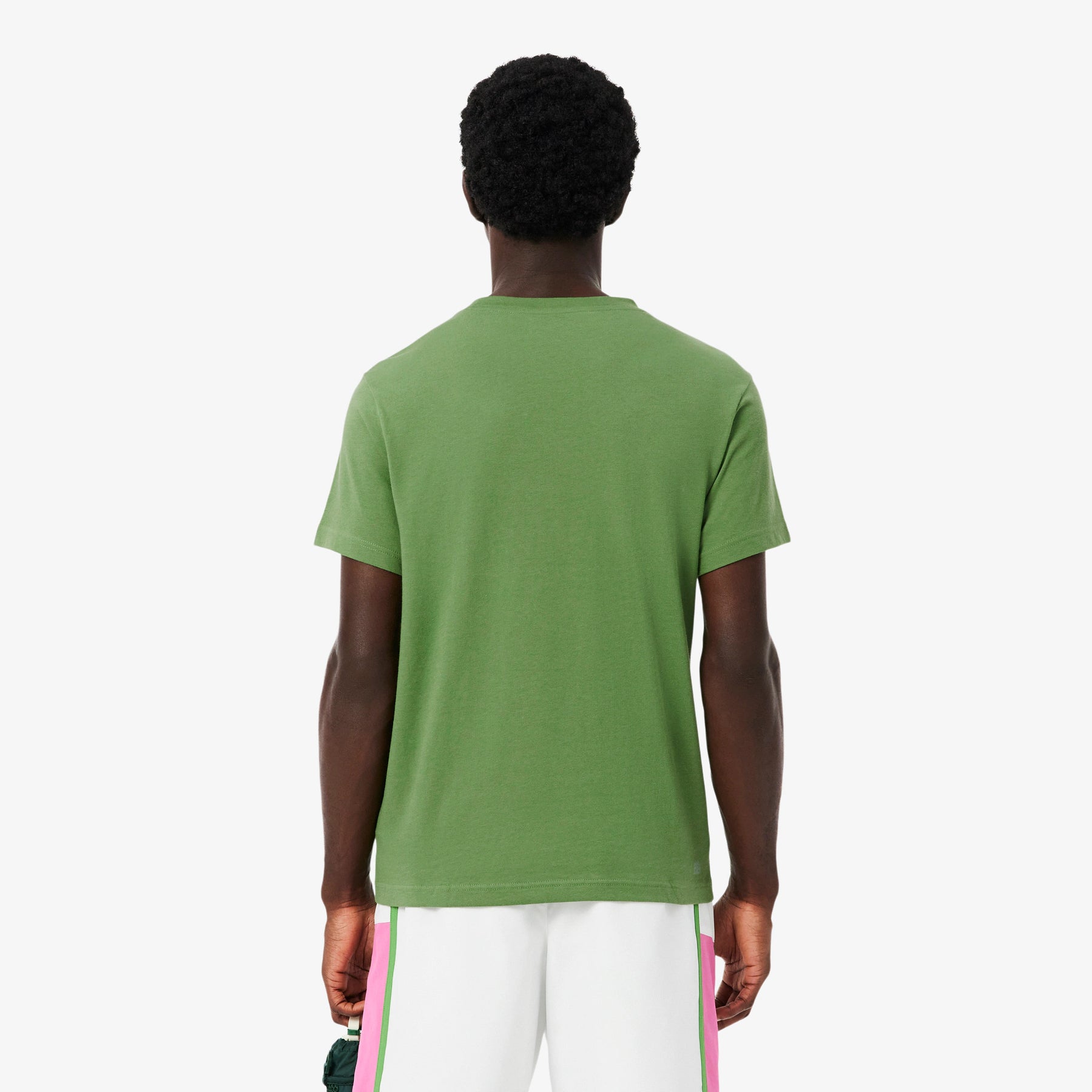 LACOSTE T-Shirt Logo Centrale Verde e Bianca