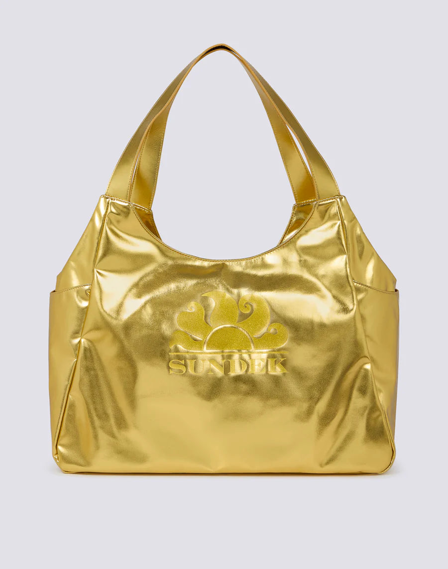 SUNDEK Borsa Da Mare Laminata Con Logo Oro