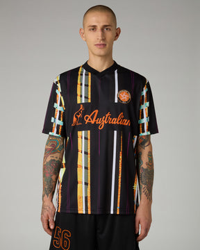 AUSTRALIAN Completino Mod. Soccer T-Shirt e Pantaloncino Nero Dettagli Arancio/Verde SS26