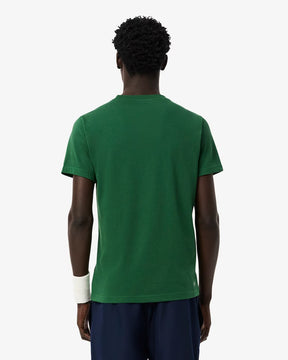 LACOSTE T-Shirt Logo Centrale Verde/Bianca