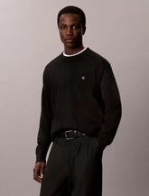 CALVIN KLEIN Maglioncino Nero Logo Piccolo Bianco FW