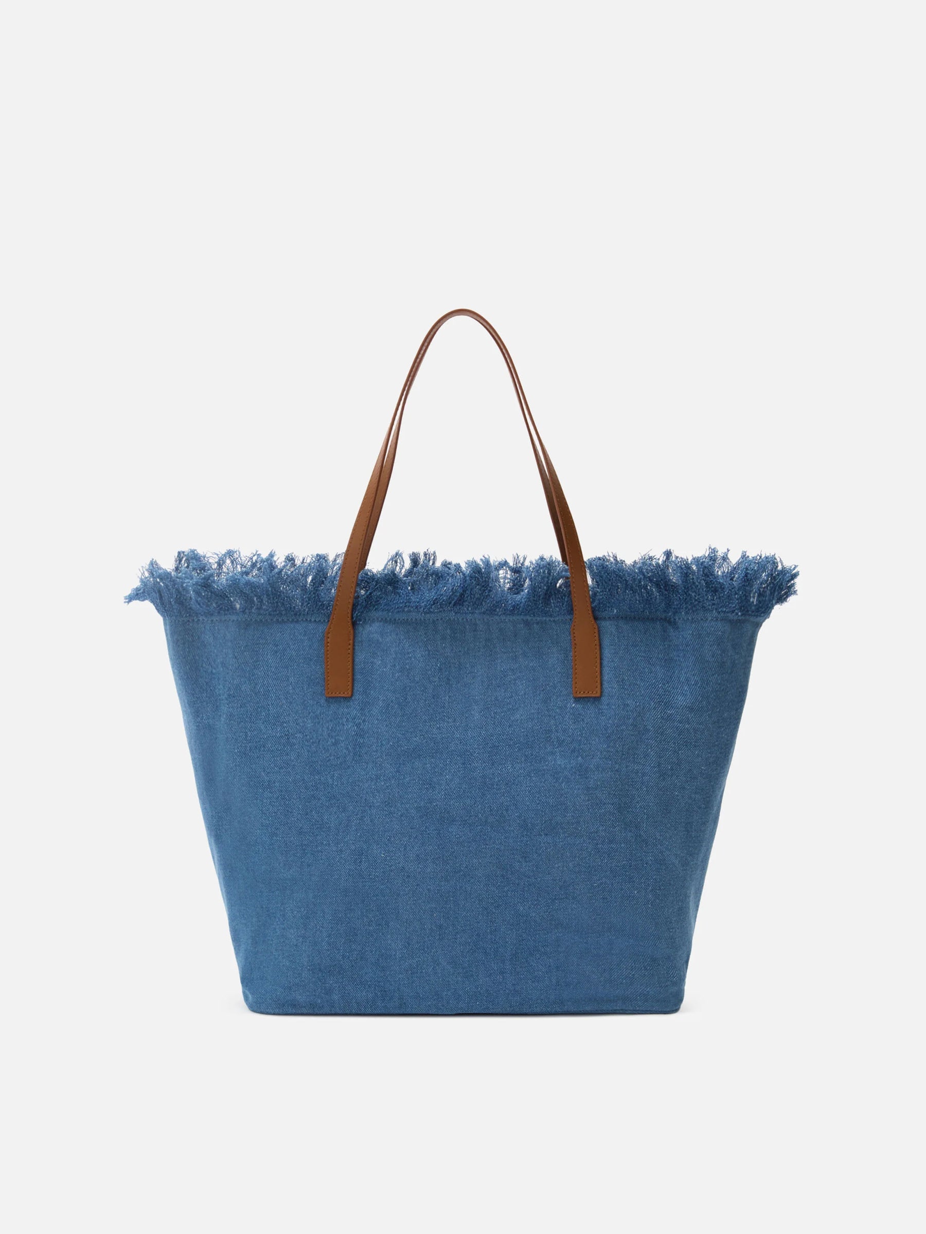 SAINT BARTH BORSA CITY REGULAR IN TESSUTO DENIM CON FRANGE