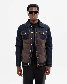 SOLDIER Giubbotto Metà Jeans Metà Giubbino Denim Scuro/Marrone