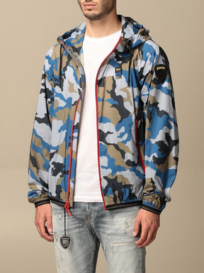 BLAUER Giubbotto Antivento Sfoderato Con Cappuccio Zip Rossa Militare