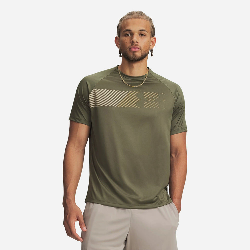 UNDER ARMOUR T-Shirt Tech Graphic Con Stampa Verde